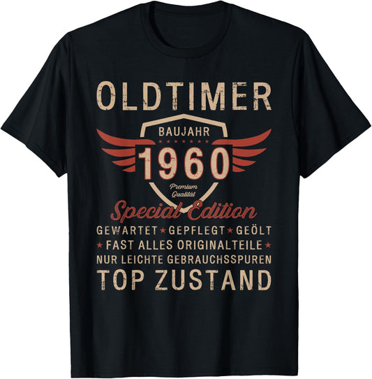 64th Birthday Gift Vintage 1960 Vintage Funny , black T-Shirt