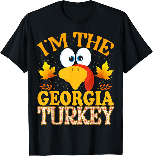 99 Gifts Thanksgiving Family Matching Pajamas - I'm The Georgia Turkey - -Adults Black Thanksgiving Turkey - Small - Modern - Short Sleeve - Pull On - 1 Count T-Shirt