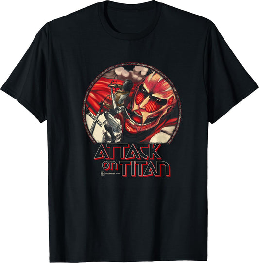 Attack on Titan Eren Yeager Vs Colossal Titan Comic Cover , Black, S T-Shirt