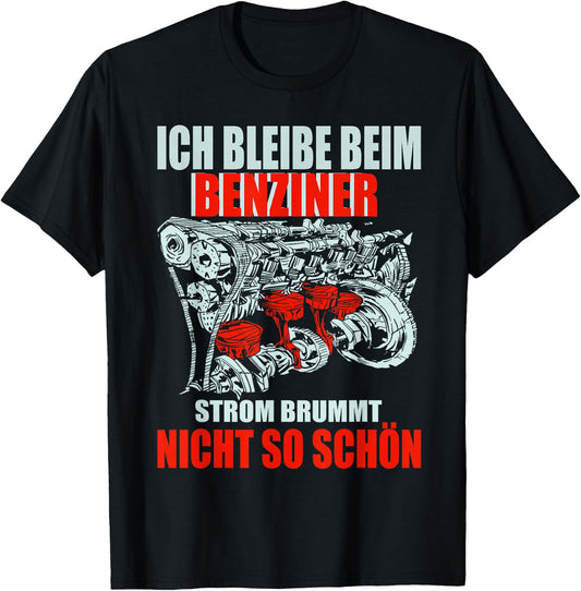 Anti Electric Car E-Car Petrol Engine Burner Motor , black T-Shirt
