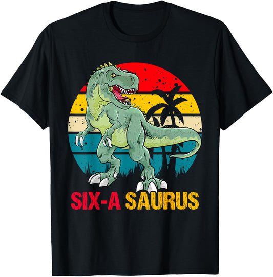 6 Year Old Dinosaur Birthday 6th T Rex Dino Six Saurus T-Shirt
