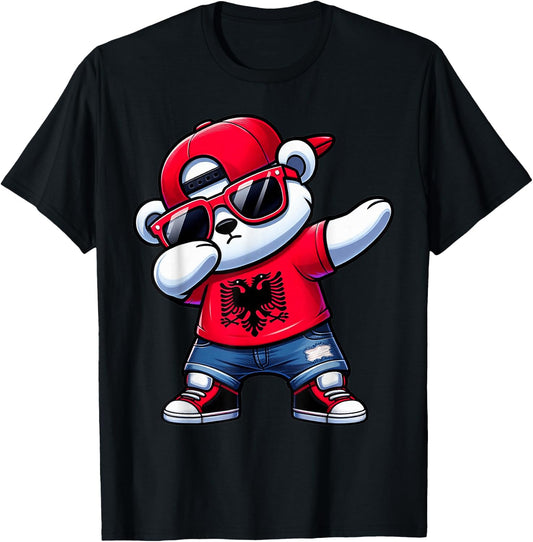 Albanian Bear Albania Dabbing Boys Kids 2024 , black T-Shirt