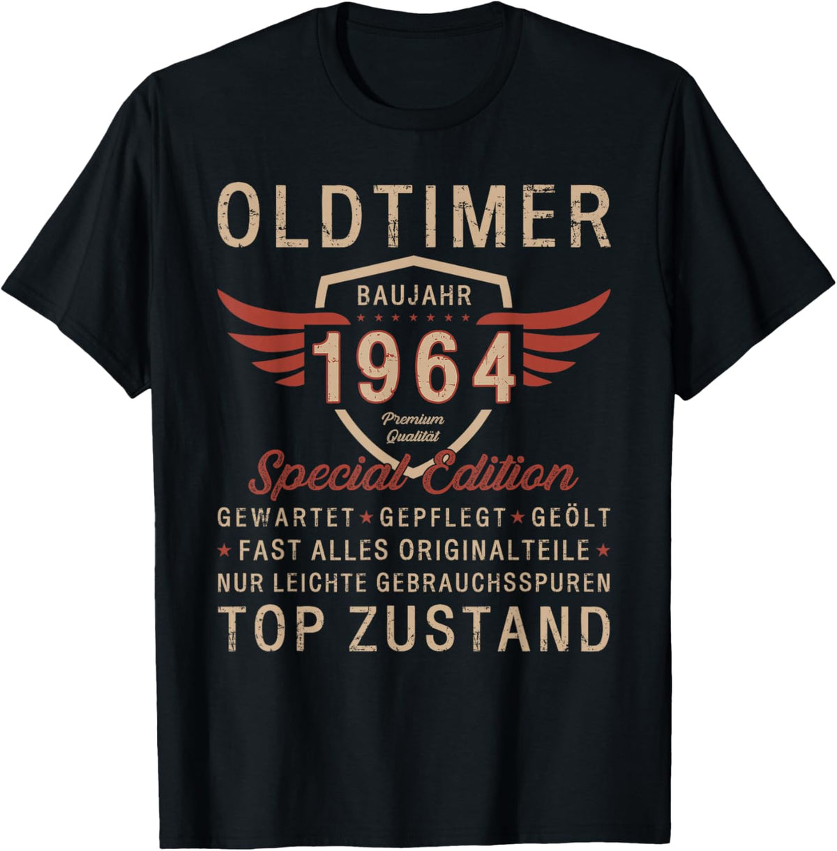 60th Birthday Gift Vintage 1964 Vintage Funny , black T-Shirt