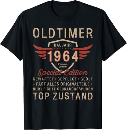 60th Birthday Gift Vintage 1964 Vintage Funny , black T-Shirt