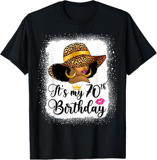 African American Woman It's My 70th Birthday Black Queen T-Shirt