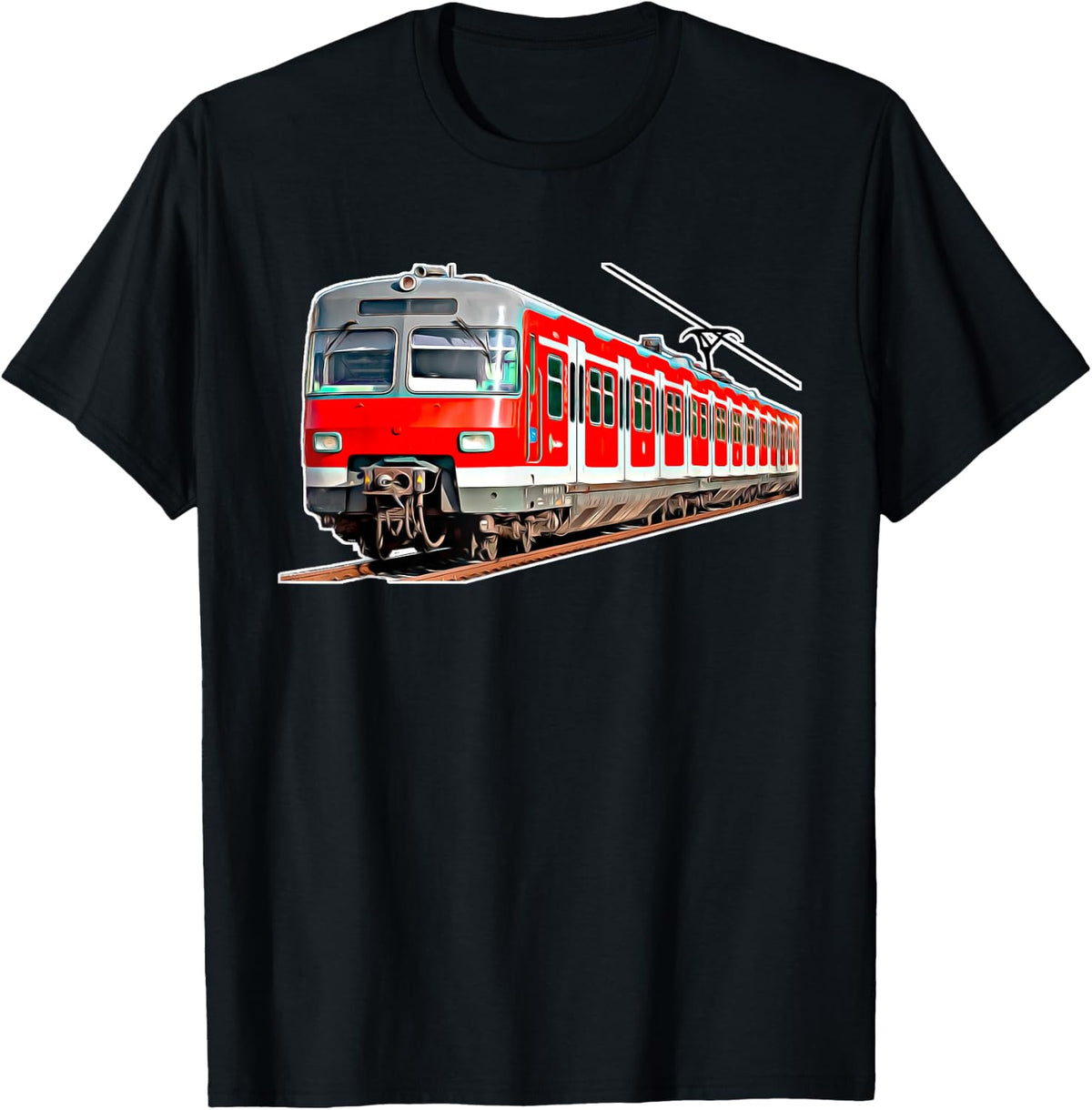 with German Text Driftzug Bahn Railenverkehr (Travel Train Railway), black T-Shirt