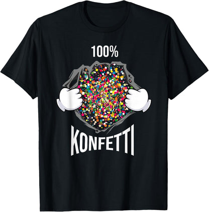 Confetti 100% Carnival Party Costume , black T-Shirt