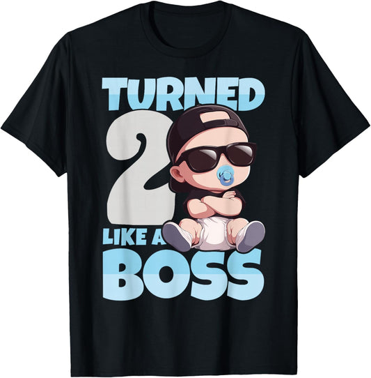 Baby 2nd Birthday Boy Girl 2 Years Like a Boss Kids T-Shirt