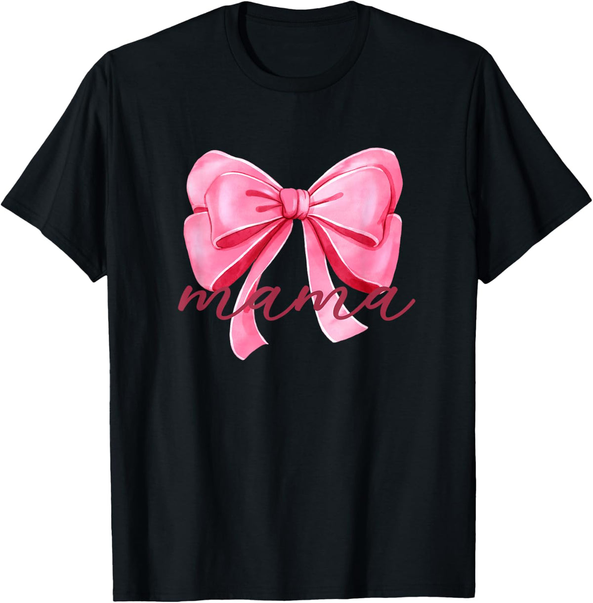 Mama Pink Bow Birthday Baby Shower Family Pink Ribbon T-Shirt