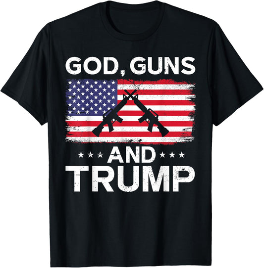 2024 President Donald Trump God Guns And Trump , black T-Shirt