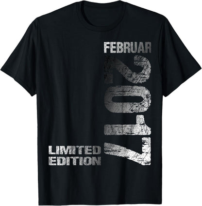 February 2017 Boy Girl 8th Birthday Limited Edition , black, S T-Shirt