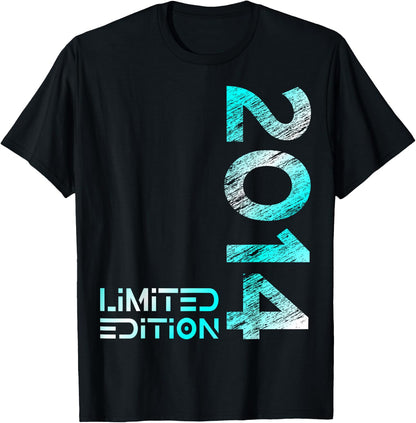 Kids 10th Birthday Limited Edition Vintage 2014 Boy Girl , black T-Shirt