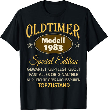 40th Birthday Man Woman 40 Years 1983 Decorative Funny Gift , black T-Shirt