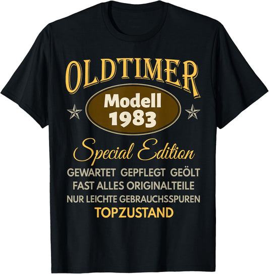 40th Birthday Man Woman 40 Years 1983 Decorative Funny Gift , black T-Shirt