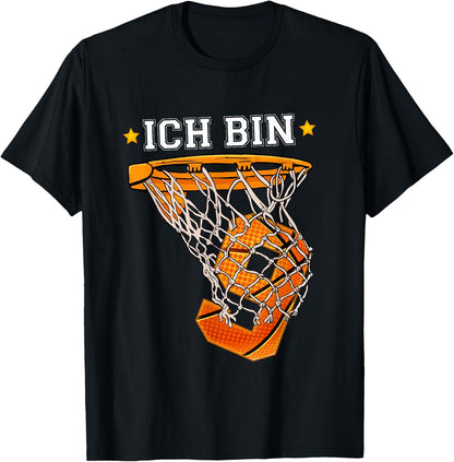 I Am 9 Basketball Boy Girl 9 Years 9th Birthday , black T-Shirt
