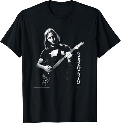 David Glimour Portrait with Guitar , black T-Shirt