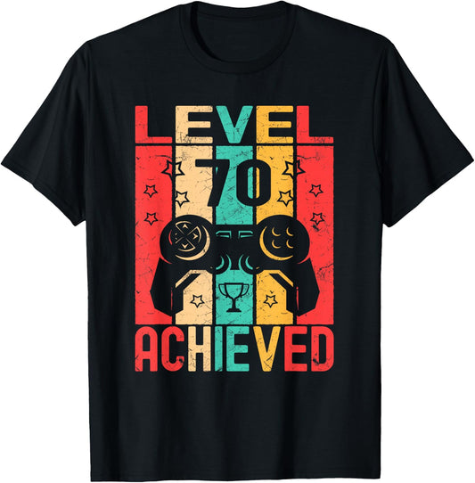70th Birthday Level 70 Achieved Gamer Gifts Funny Birthday T-Shirt