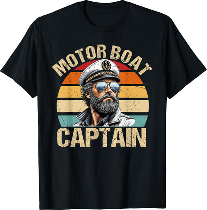Vintage Motor Boat Captain Retro 70s 80s Sailor Boating T-Shirt