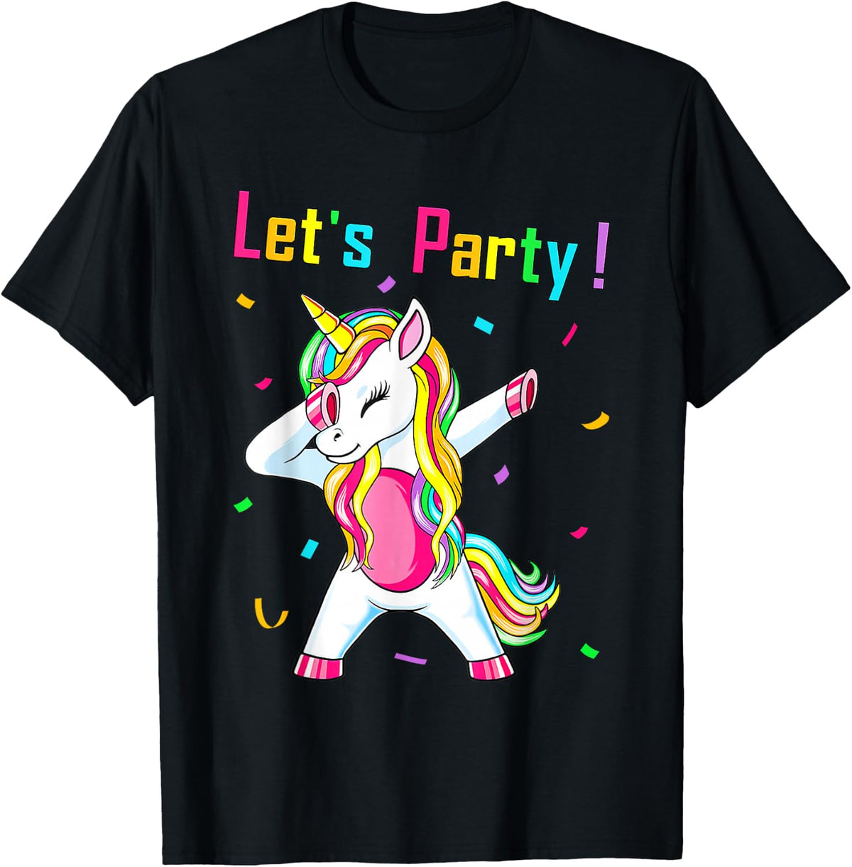 Unicorn Lets Party Outfit Women's Girls Dancing Unicorn , black T-Shirt