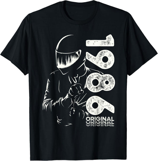 38th Birthday Man Motorcycle Biker Biker 1986 , Black, S T-Shirt