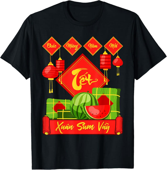 Xuan Sum Vay Vietnam Tet Wish Lunar New Year , Black, S T-Shirt
