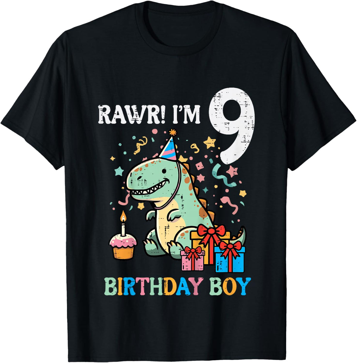 Kids Rawr Im 9 Dinosaur Birthday Boy Cute 9th Bday Trex Boys Kids T-Shirt