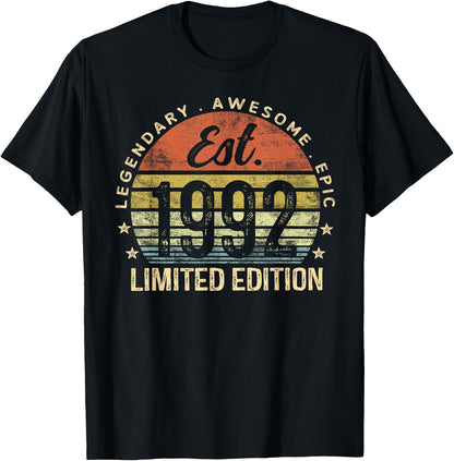 Est 1992 Limited Edition 33rd Birthday Gifts 33 Year Old T-Shirt