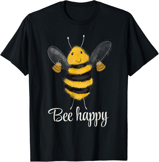 Bee Happy Honey Bee Beeekeeper , black T-Shirt