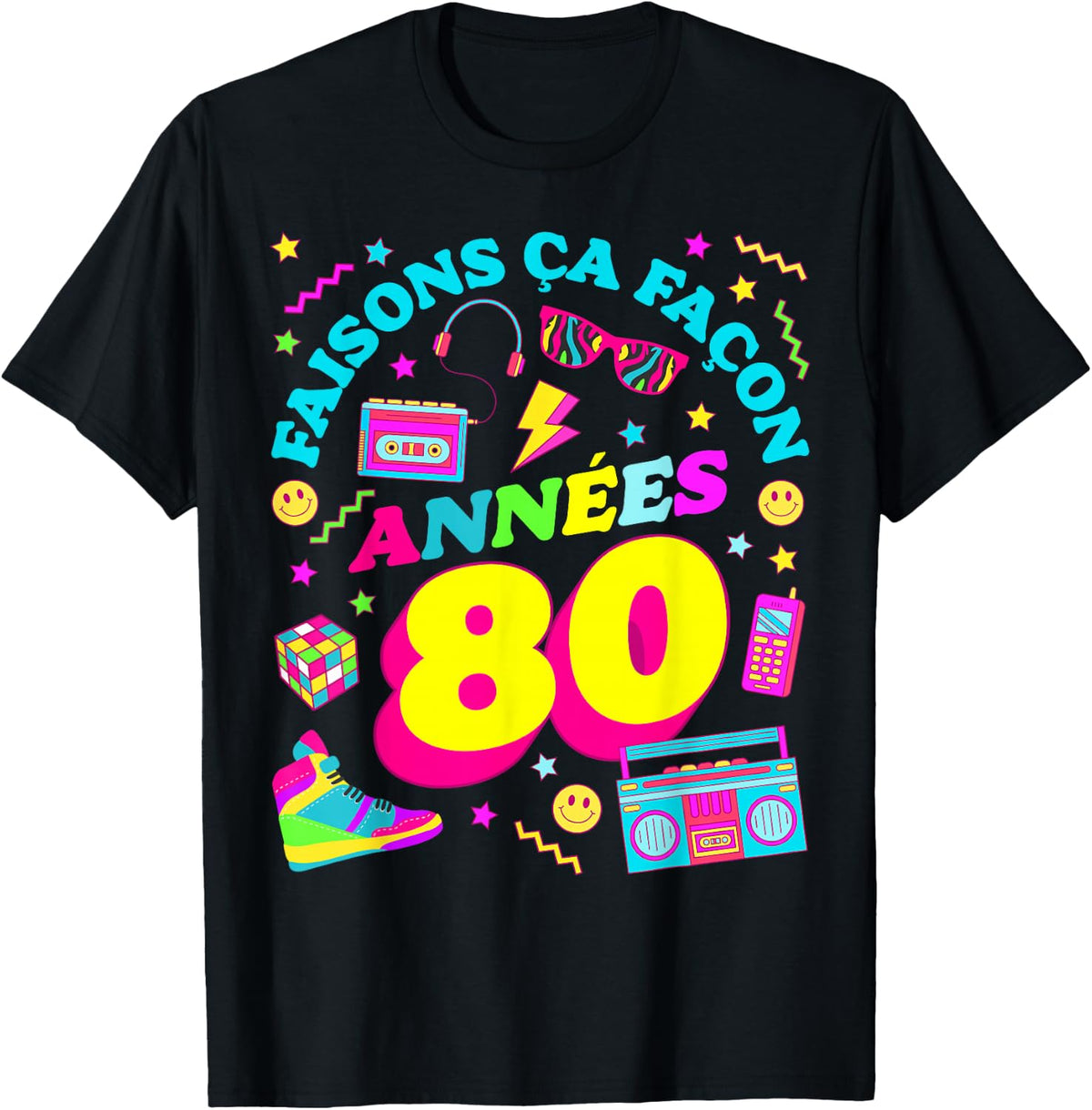 Party 80s Birthday Party 80s Retro Style , Black, S T-Shirt