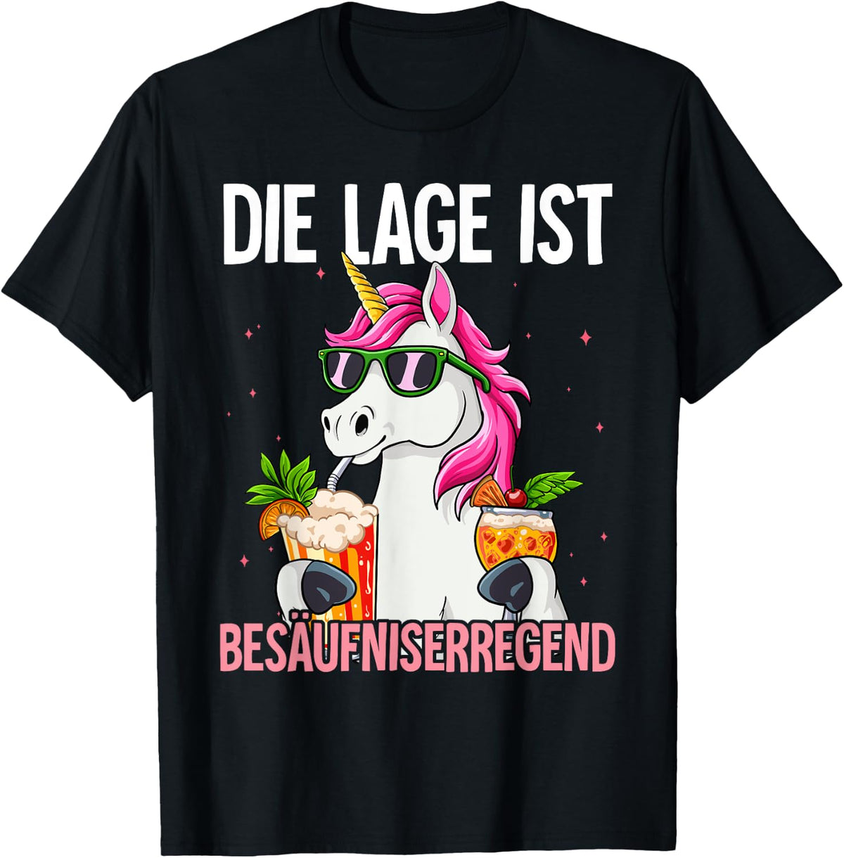 with German Text Die Lage Ist Bes?ufniserregend, black T-Shirt