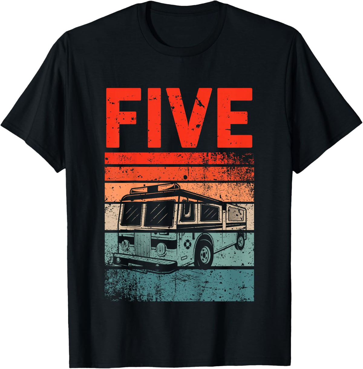 5 Year Old Shirt 5th Birthday Boy Firefighter Fire Truck T-Shirt