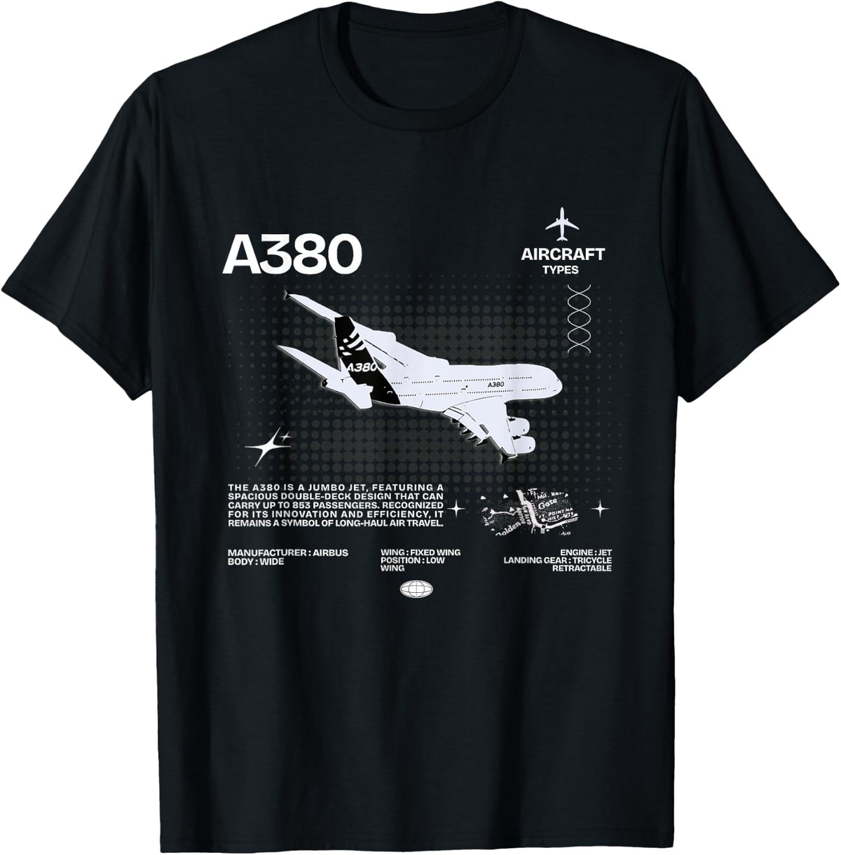 Airbus-A318 Airplane White , black T-Shirt