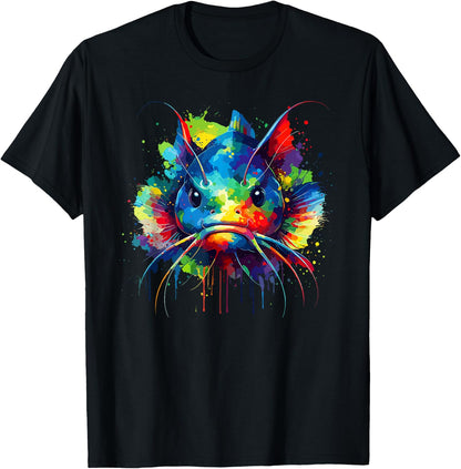Colourful Splash Art Catfish Catfish , black T-Shirt