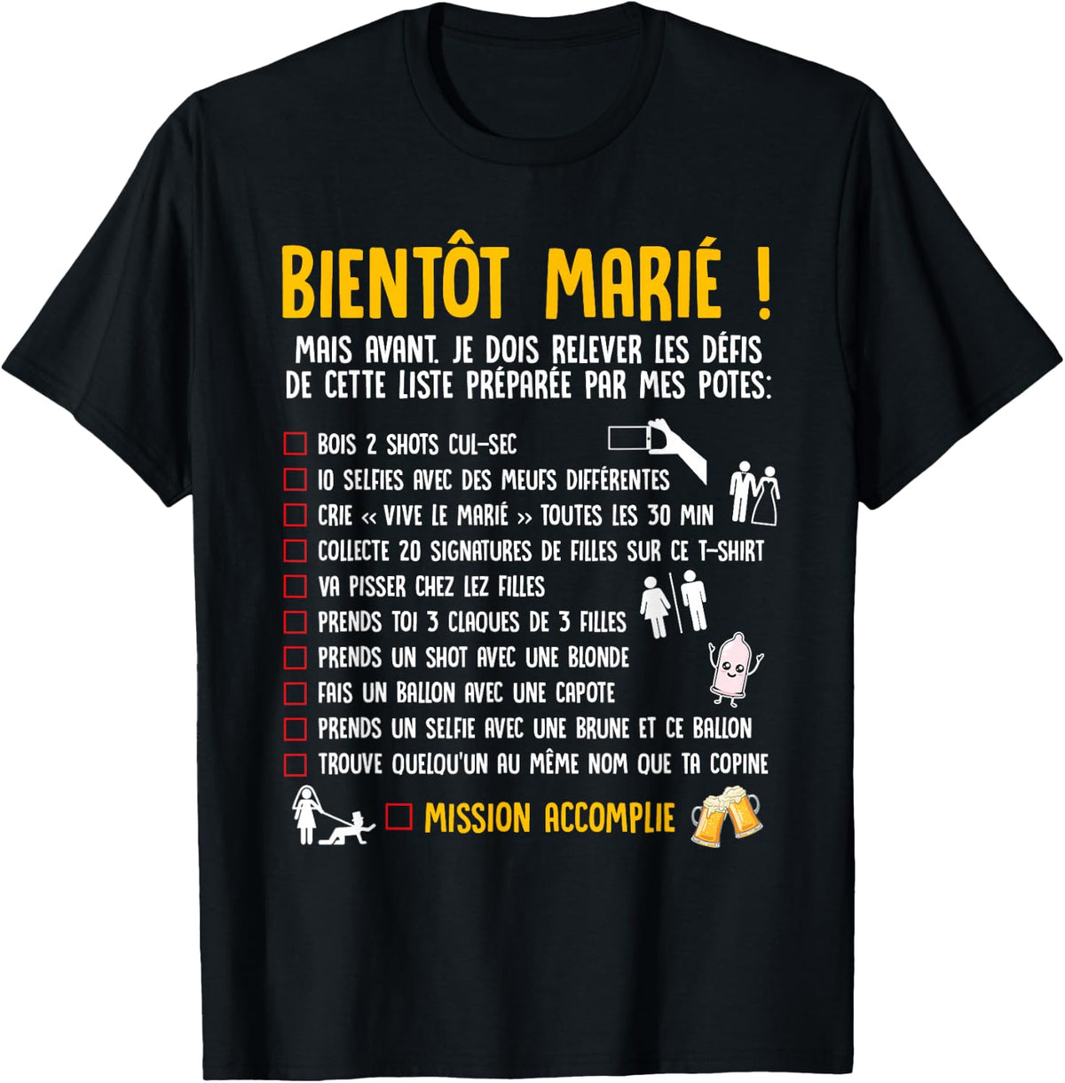 Soon Married List Funny Bachelor Party EVG , Black, S T-Shirt