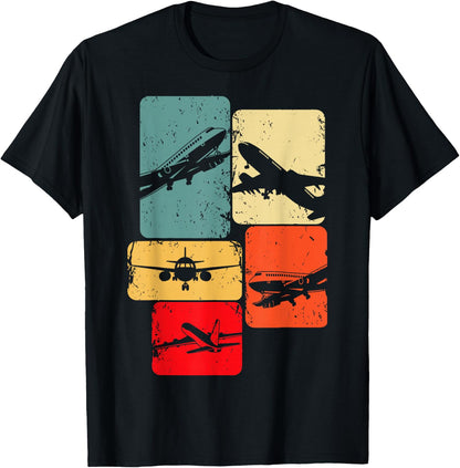 Aeroplane Pilot Mens Childrens Boys , black T-Shirt