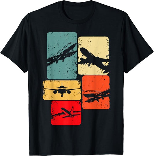 Aeroplane Pilot Mens Childrens Boys , black T-Shirt