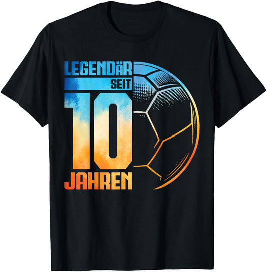 10th Birthday Retro Handball Player 10 Years Boy Kids , black T-Shirt