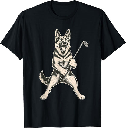 German Shepherd Golf Sports Vintage Dog Lover T-Shirt