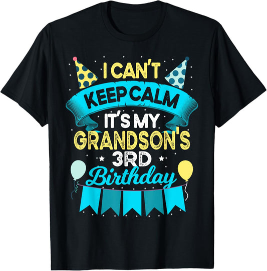 3 Years Old Grandson Gift It's My Grandson 3rd Birthday T-Shirt