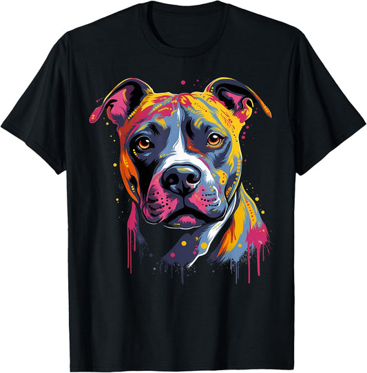 Amstaff American Staffordshire Terrier Colorful Black , Black, S T-Shirt
