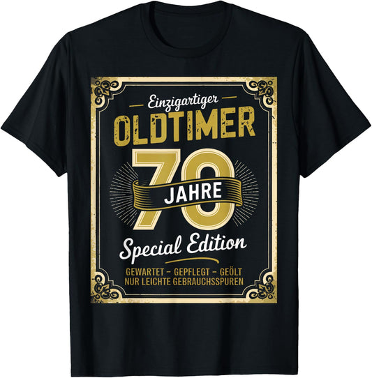 70th Birthday Man Woman 70 Years 1954 Decorative Funny Gift , black T-Shirt