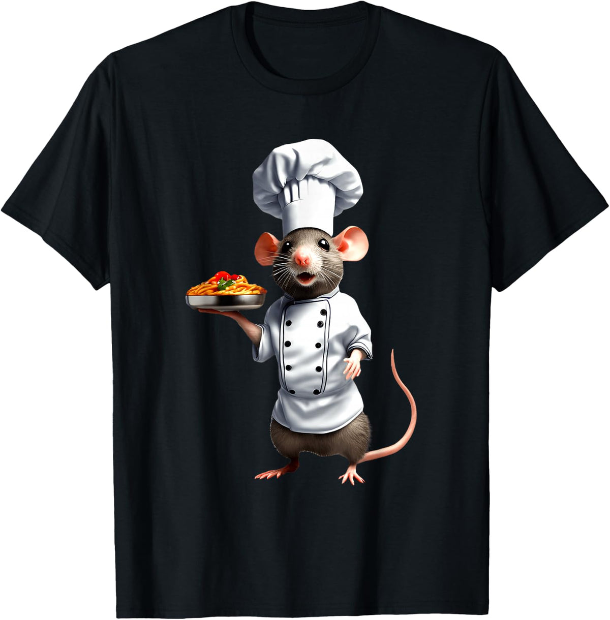 Funny Cartoon Rat Mouse Chef Outfit Chef Kitchen Bar , black T-Shirt