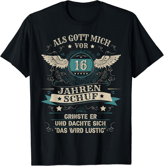 16th Birthday Boy Girl 16 Years 2007 Funny Gift , black T-Shirt