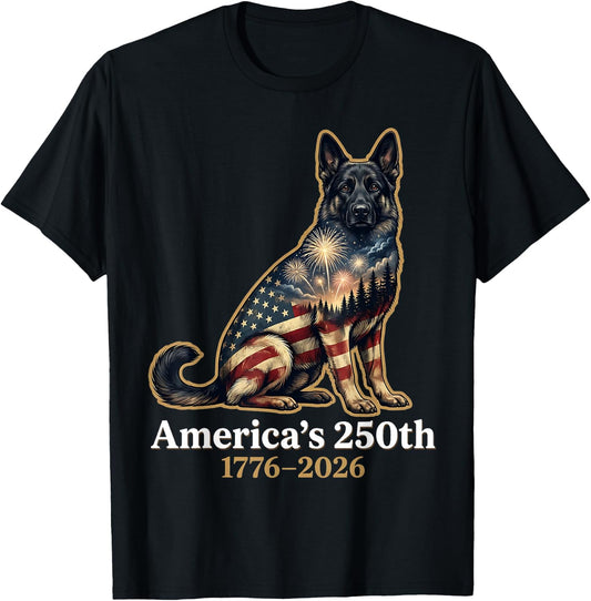 Americas 250th Anniversary 1776 2026 German Shepherd Dog T-Shirt