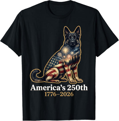 America's 250th Anniversary 1776 2026 German Shepherd Dog T-Shirt