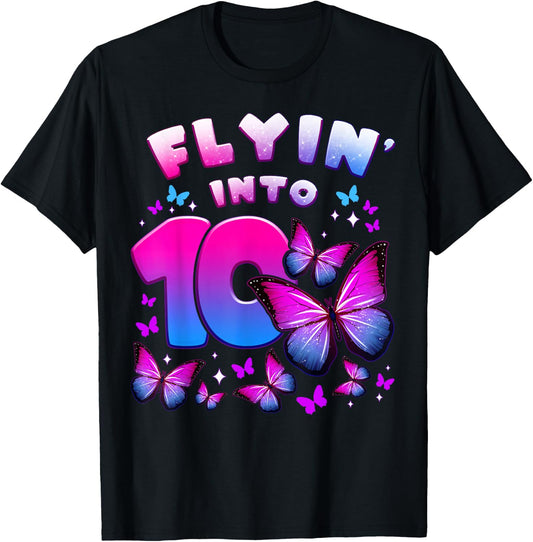 Birthday Girl 10 Years Old Butterfly Number 10 T-Shirt