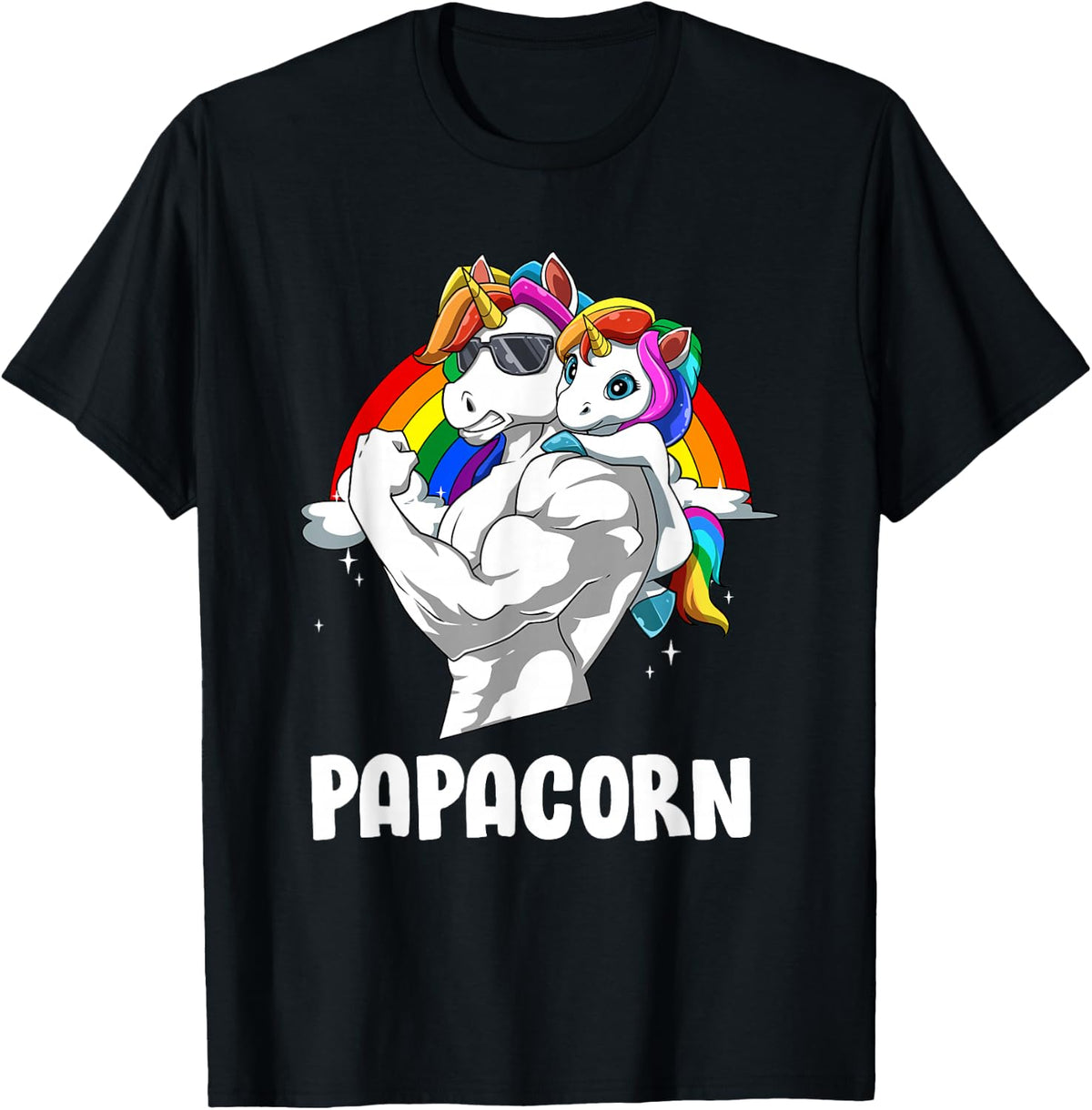 Funny Papacorn Papa Unicorn , black T-Shirt