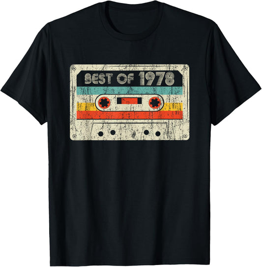 Best Of 1978 Classic Birthday Yrs 1978 Cassette Tape Vintage T-Shirt