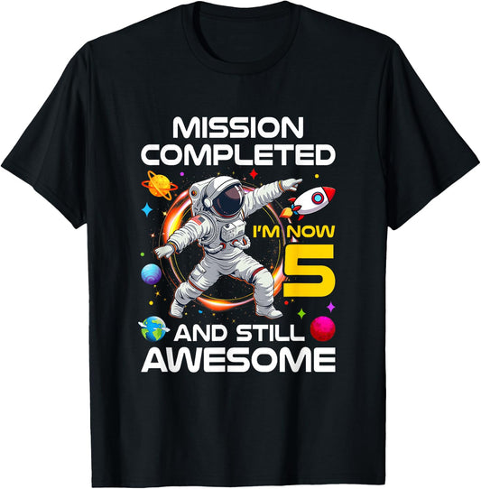 5Th Birthday Astronaut 5 Years Old Outer Space Birthday T-Shirt