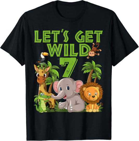 7 Year Old Zoo Birthday Safari Jungle Animal 7th B-day T-Shirt